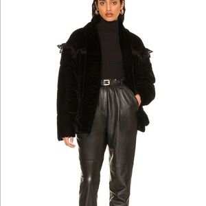 Tularosa Juliet Velvet Puffer Coat in Black Size Large‎